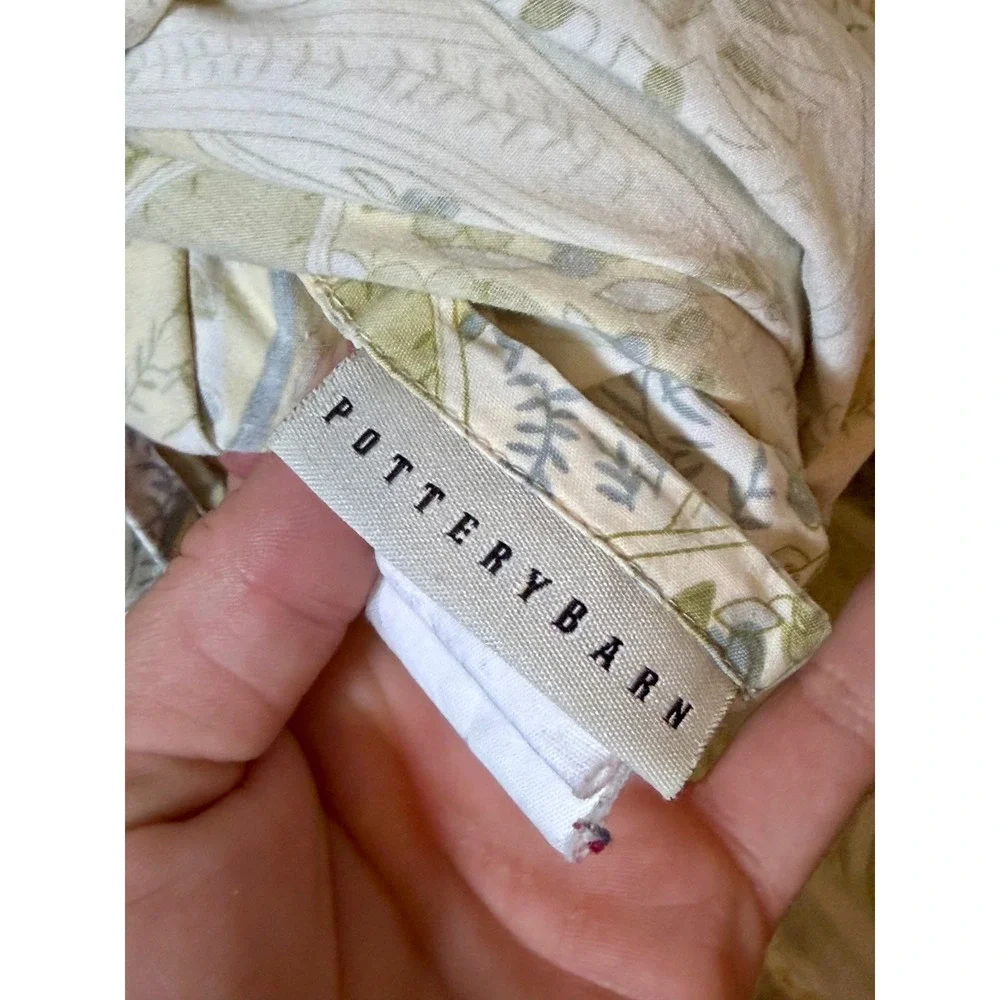 Pottery Barn Jolie Paisley Duvet Cover Full‎ Queen Sage Green Yellow Cotton 2006